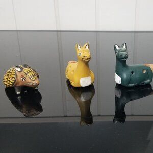 Set of 4 Ocarina 4 hole Whistle pipes, hand painted